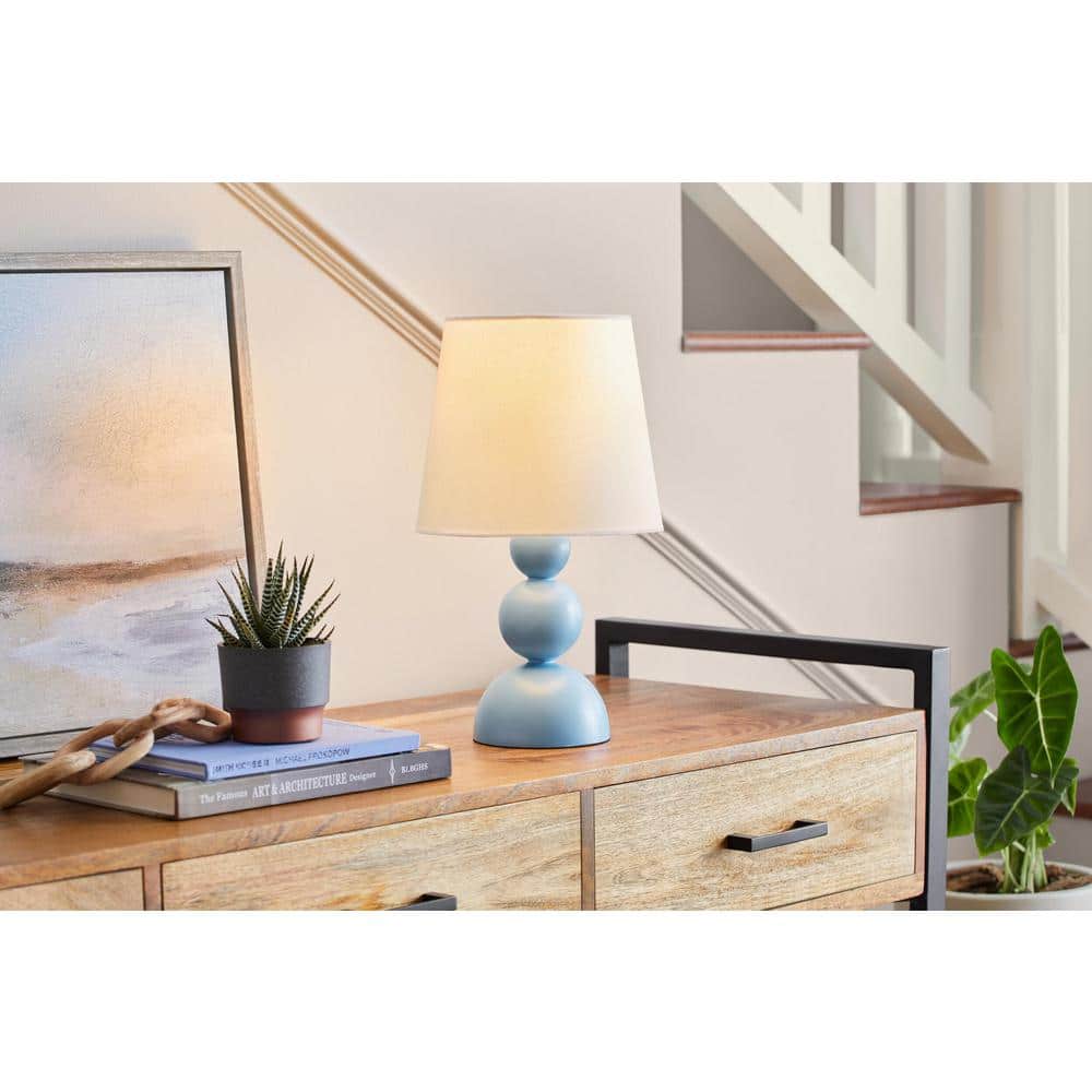 Sweetoak 14 in. 1-Light Blue Resin Table Lamp with Fabric Drum Shade price history on PriceWatchPro