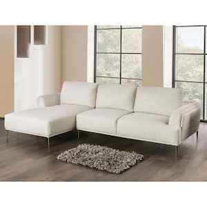 Orlandi 113 in. Flared Arm 1-Piece Chenille L-Shaped Sectional Sofa in Beige With Extendable Backrest