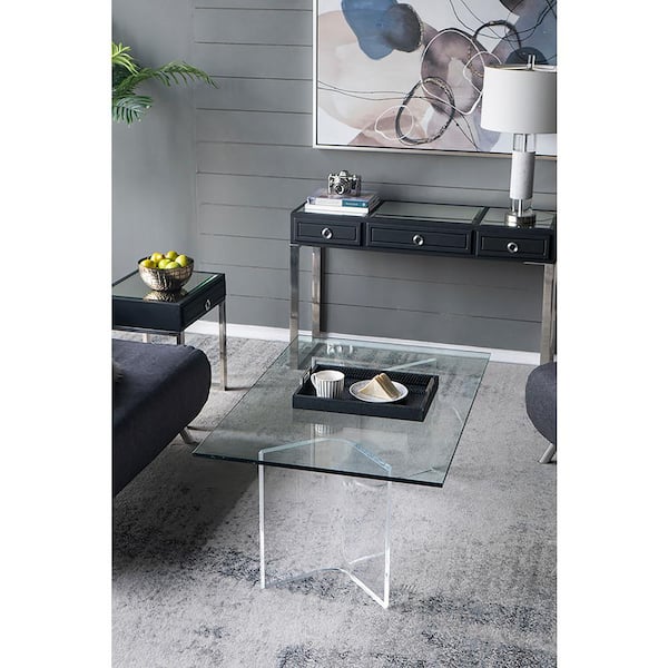 45 in. Clear Rectangle Glass Coffee Table