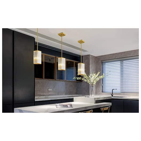 ZHLWIN Home Lighting 60-Watts E26 Base 1-Light Modern Gold Crystal