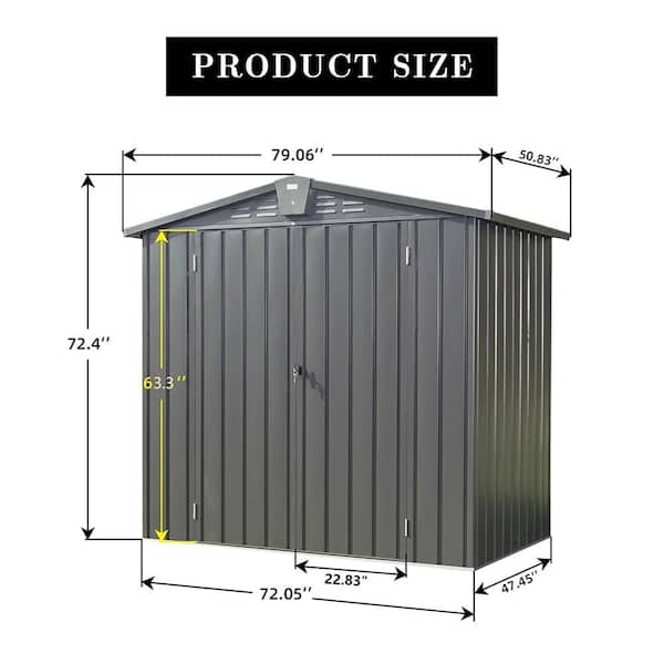 7 ft. W x 4 ft. D Metal Shed with Double Door (28 sq. ft. )