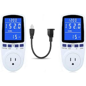 Watt Electricity Usage Monitor with 1 Cord Overload Protection and 7 Modes Display in White (2 Pack)