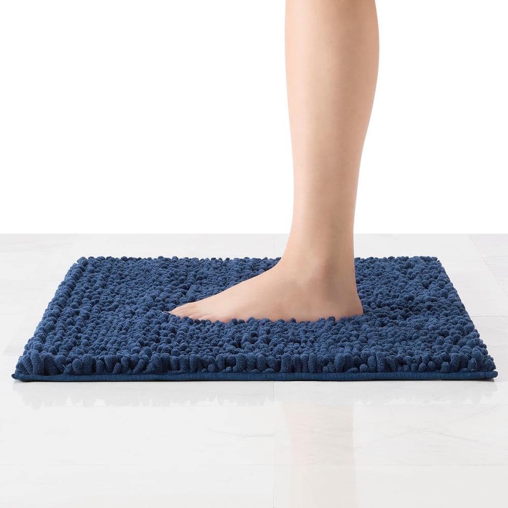 Indigo Chenille Non-Slip Bath Mat Set