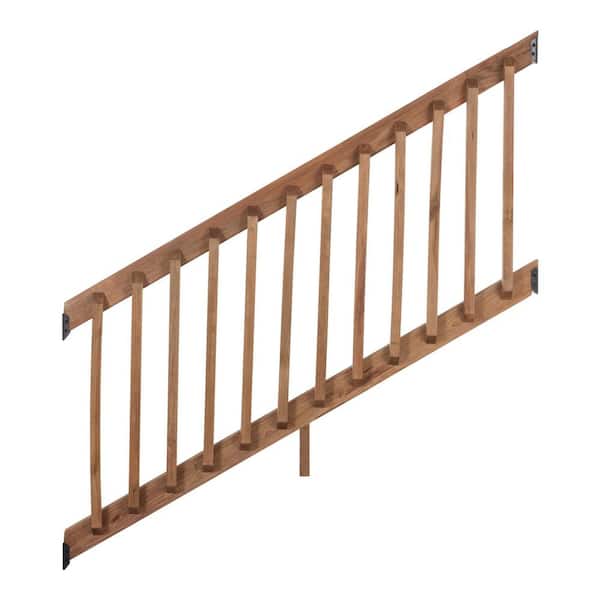 6 ft. Walnut-Tone Southern Yellow Pine Stair Rail Kit with B2E Balusters