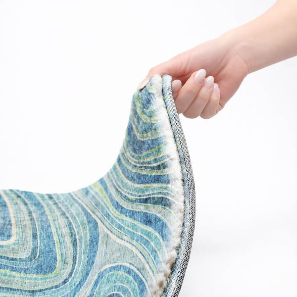 Dream Shag Premium Machine Washable Abstract ADS756 Blue 9 ft. x 12 ft. Area Rug