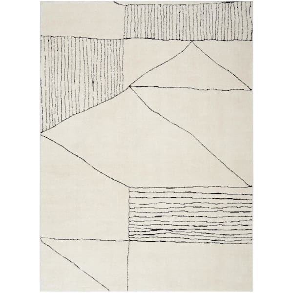 5 ft. x 7 ft. Ivory and Black Geometric Area Rug