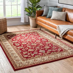 Barclay Sarouk Red 9 ft. x 13 ft. Traditional Floral Area Rug