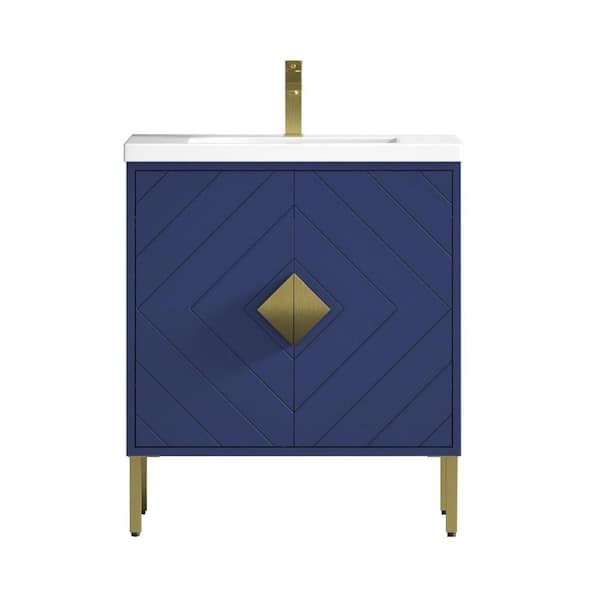 Unbranded Eileen 30 in. 29.5 in. W x 18 in. D x 34.25 in. H Bathroom Vanity in Navy Blue Color with White Acrylic Top