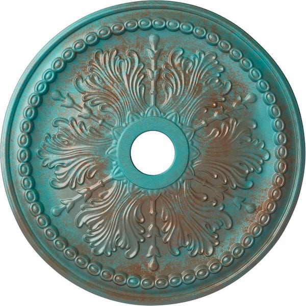 Ekena Millwork 1-1/2 in. x 27-1/2 in. x 27-1/2 in. Polyurethane Winsor Ceiling Medallion, Copper Green Patina