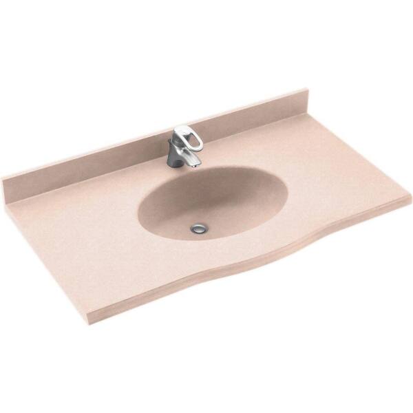 Swanstone Europa 55 in. Solid Surface Vanity Top with Basin in Tahiti Rose-DISCONTINUED