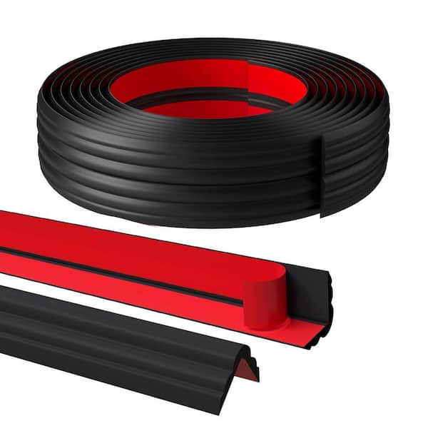 1.6 in. x 20 ft. Plastic Black Wall Corner Protector Moulding Trim, Peel and Stick Inside Outside Drywall Corner Bead