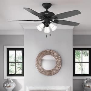 Builder Plus 52 in. Indoor Matte Black Ceiling Fan with Light Kit Included