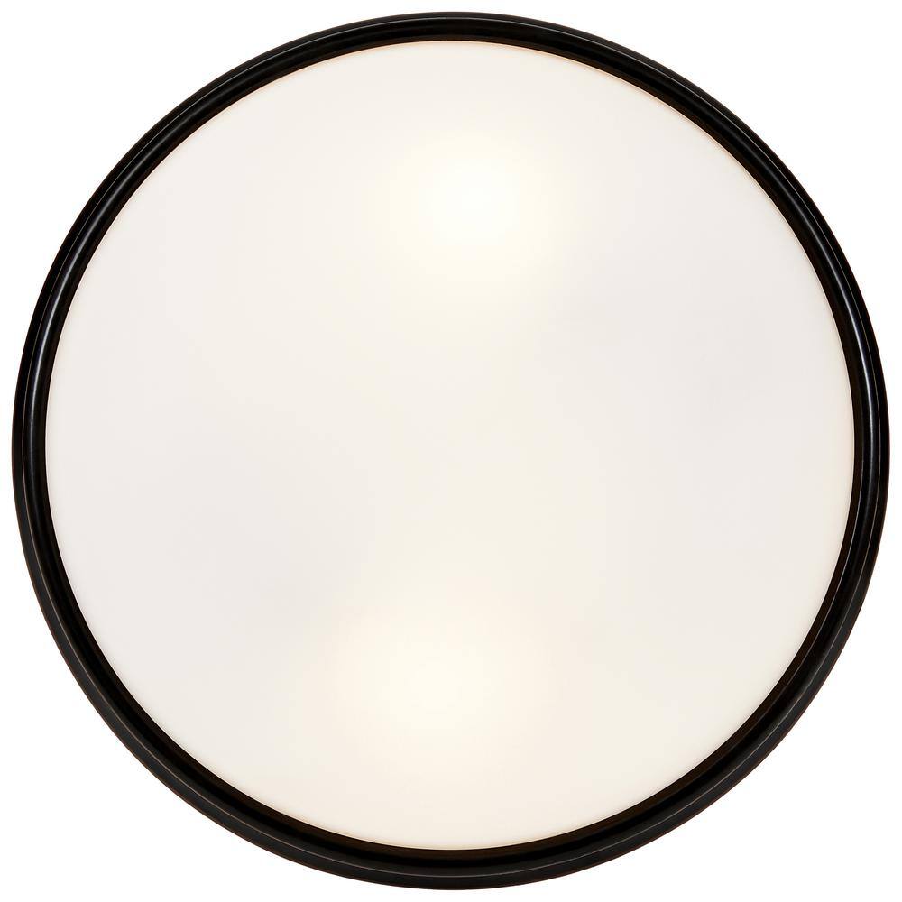 Oil Rubbed Bronze 14'' Flush Mount Ceiling Light with Opal Glass Shade