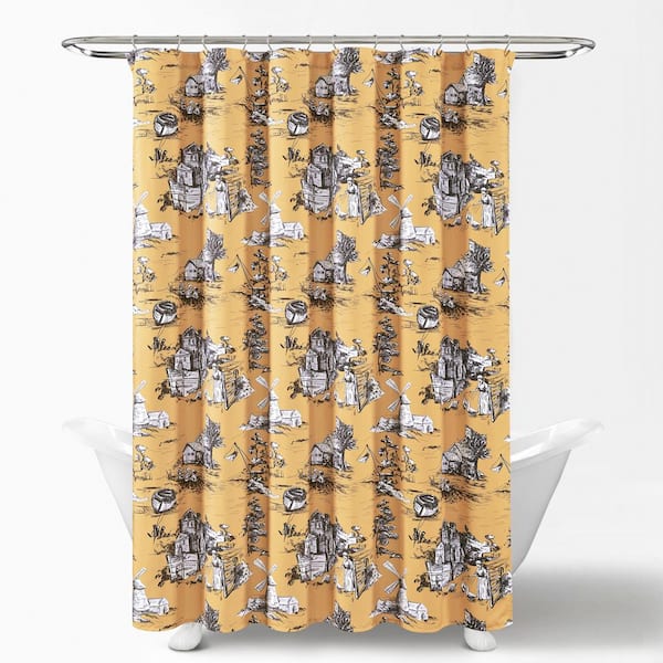 Lush Decor 72 In X French, French Toile Fabric Shower Curtain
