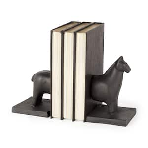 6 .75 in. Black Cast Aluminum Horse Shaped Bookends