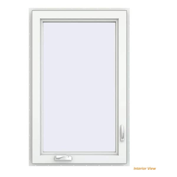 JELD-WEN 30 in. x 48 in. V-4500 Series Black Exterior/White Interior FiniShield Vinyl Right-Handed Casement Window w/Mesh Screen