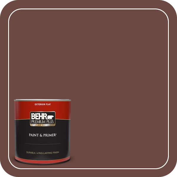 BEHR PREMIUM PLUS 1 qt. #190F-7 Mayan Red Flat Exterior Paint & Primer