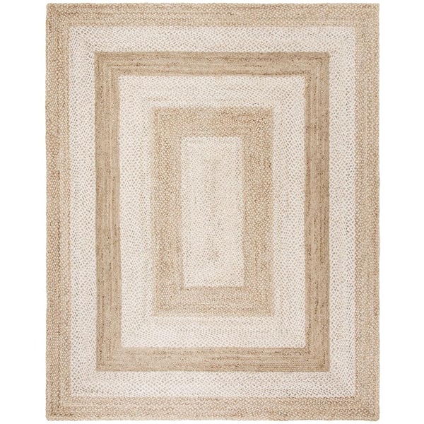 SAFAVIEH Natural Fiber Gray/Ivory 9 ft. x 12 ft. Woven Border Area Rug