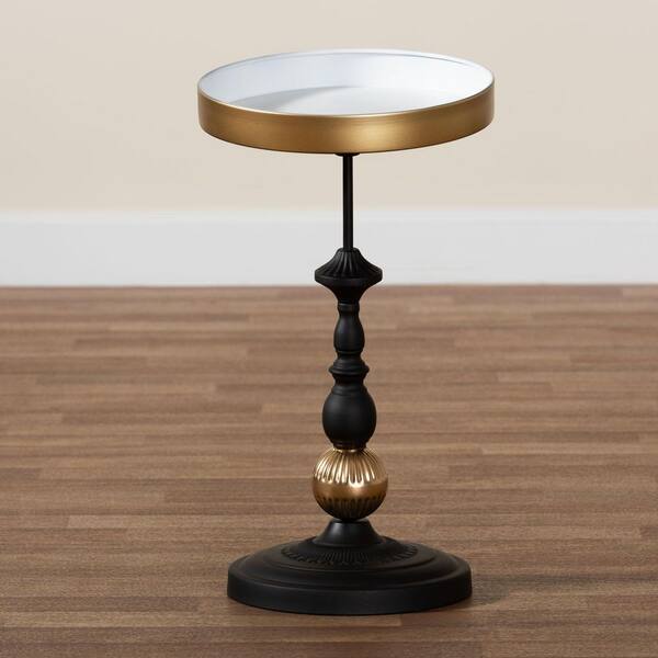 Baxton Studio Javion 12.2 in. Black/Gold Round Metal End