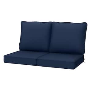 22 in. x 24 in. Outdoor Deep Seating Lounge Chair Cushion, Thicken Pad Chair Cushion Set in Dark Blue (2-Pack)