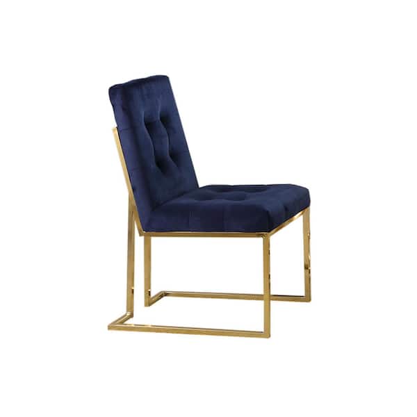 Best Master Furniture Barbosa Blue/Gold Velvet Side Chairs (Set of 2)