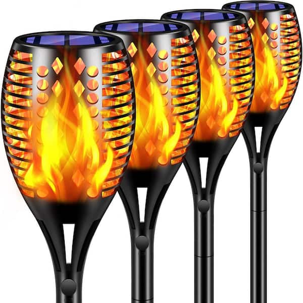43 Waterproof Flickering Flames 96 LED Solar Torches Lights Outdoor Landscape Pathway Lighting 4-Pack