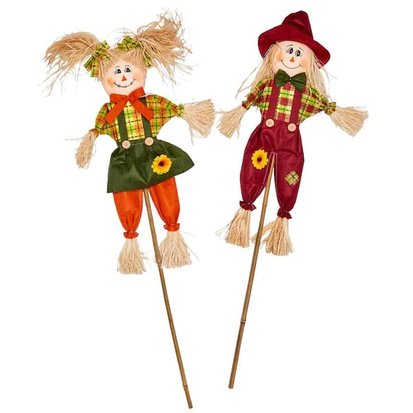 36 in. Scarecrow on Stick (Set of 2) 2254 - The Home Depot