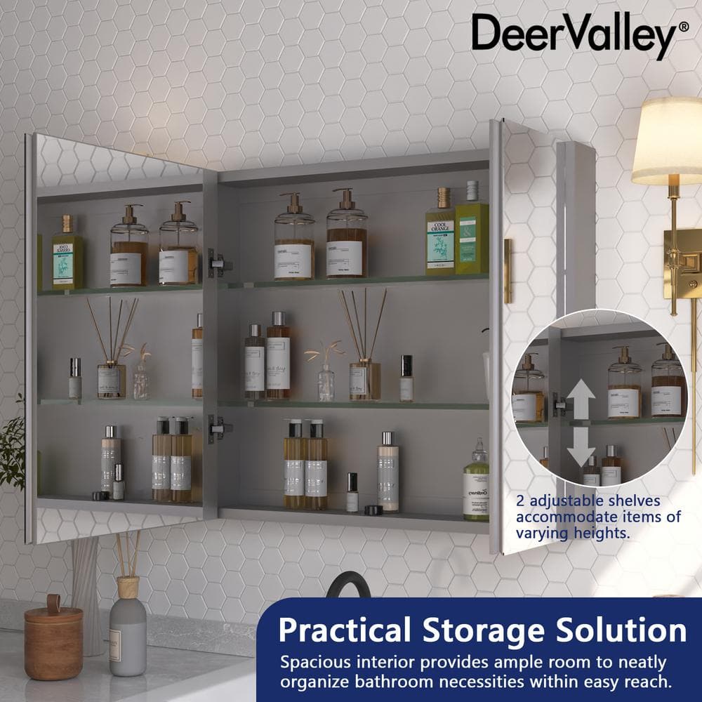 30'' W x 26'' H Frameless Mirrored Medicine Cabinet with Adjustable Shelves