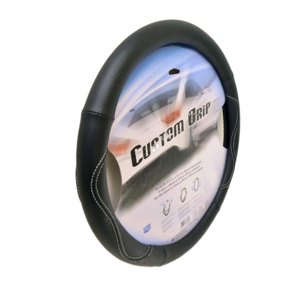 Custom Accessories Leatherette Steering Wheel Cover in Black 38853P