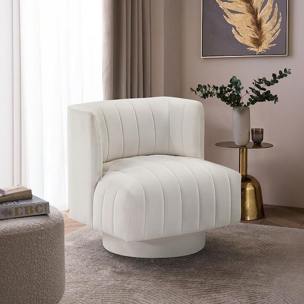 Lazzara Hugo Textured Upholstery Beige Swivel Arm Chair 1052BE-1