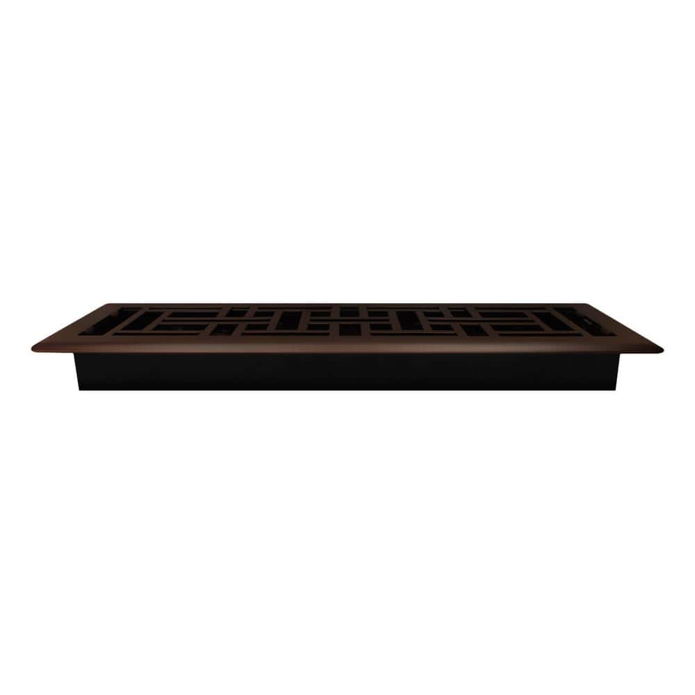 Rubbed Bronze 4" x 14" Decorative Steel Floor Register