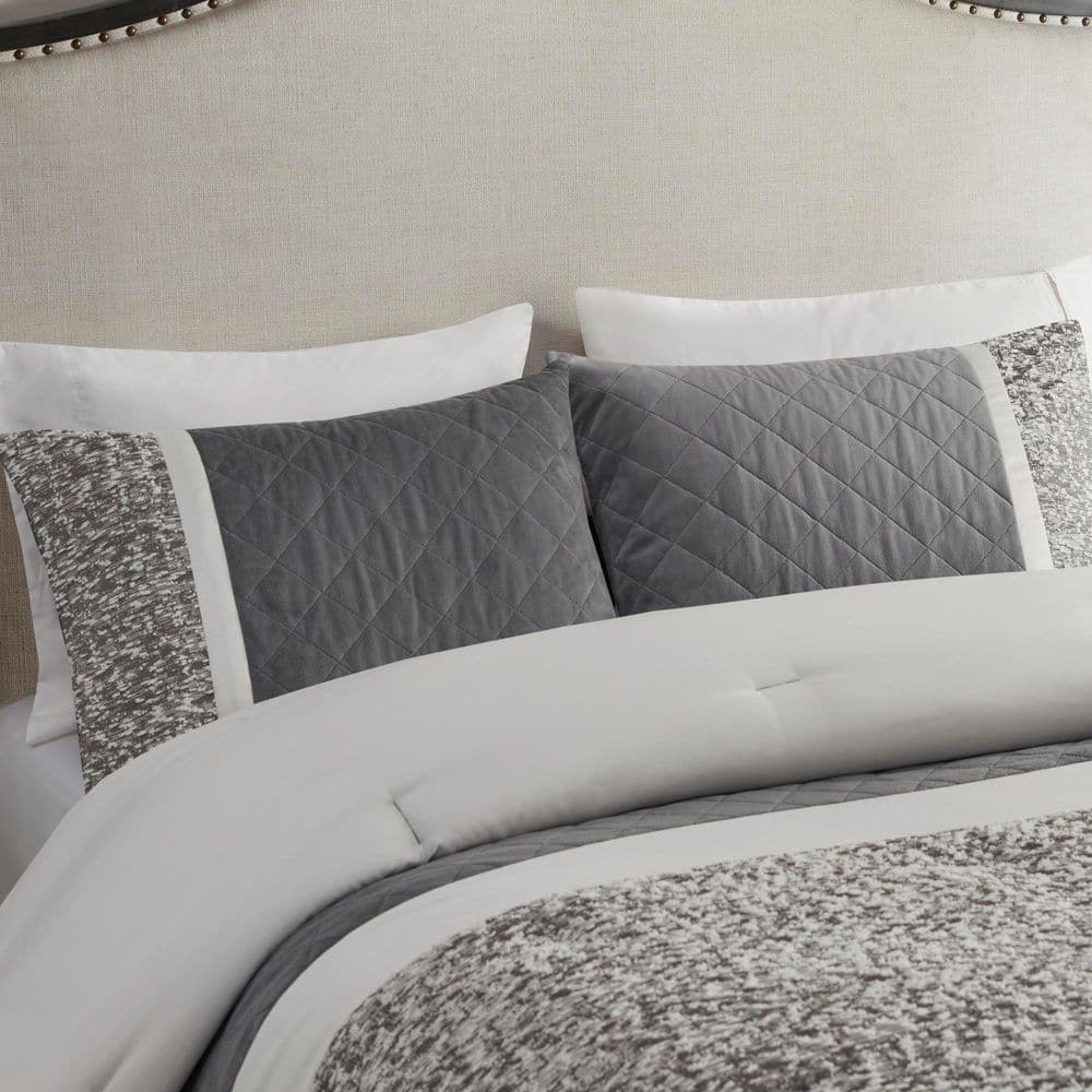 Gray Queen Jacquard Microfiber 7-Piece Comforter Set