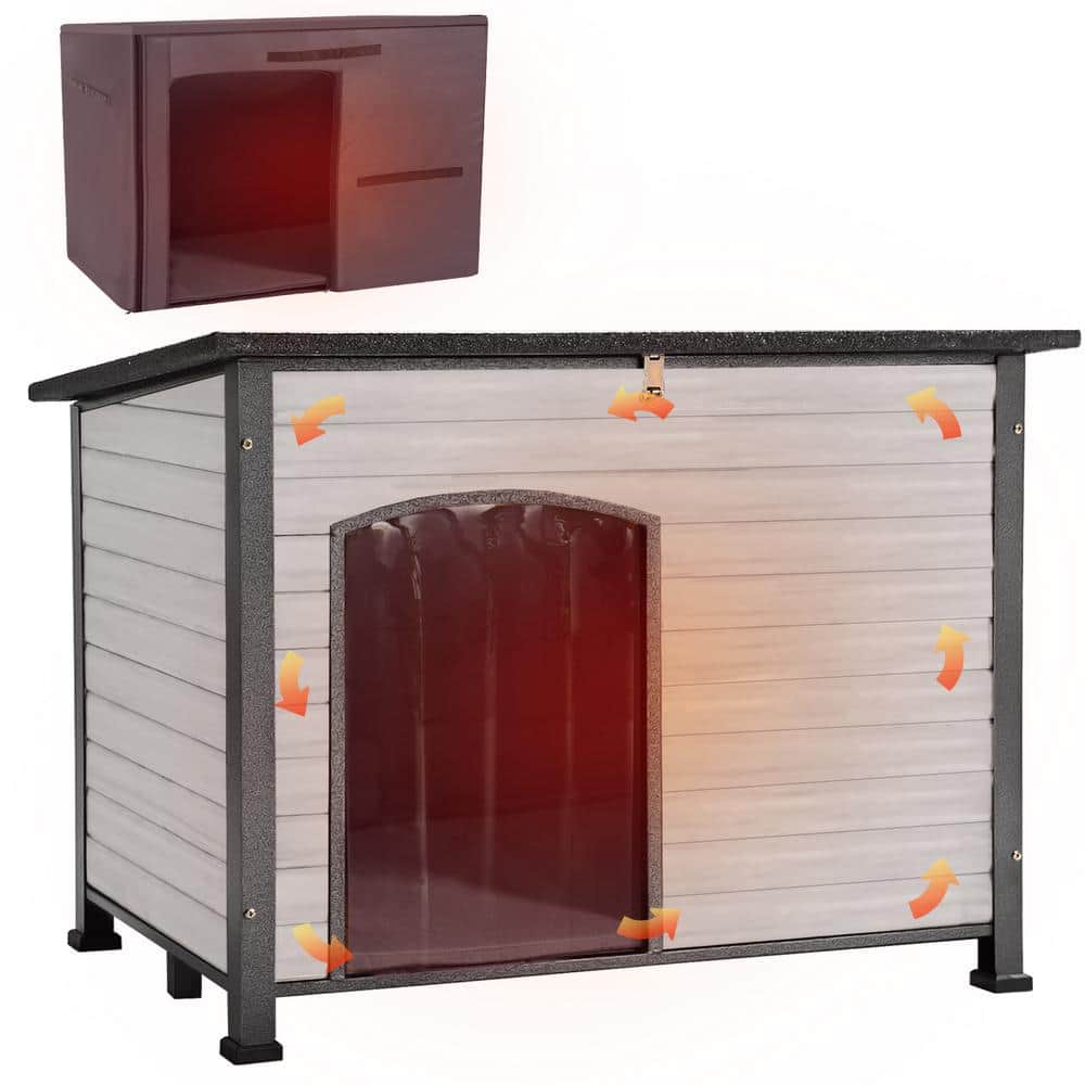 Large Insulated Outdoor Dog House: Liner Inside - Off-White