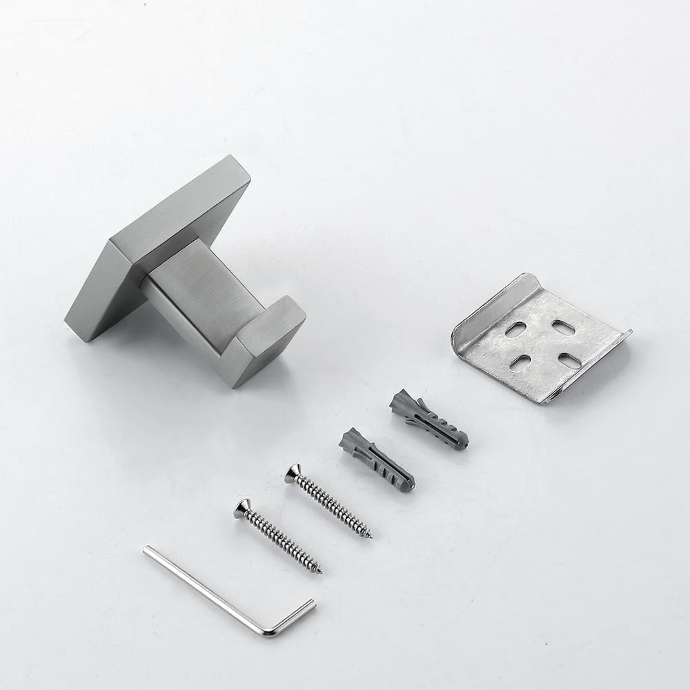 Brushed Nickel Stainless Steel Square J-Hook Towel and Robe Hook