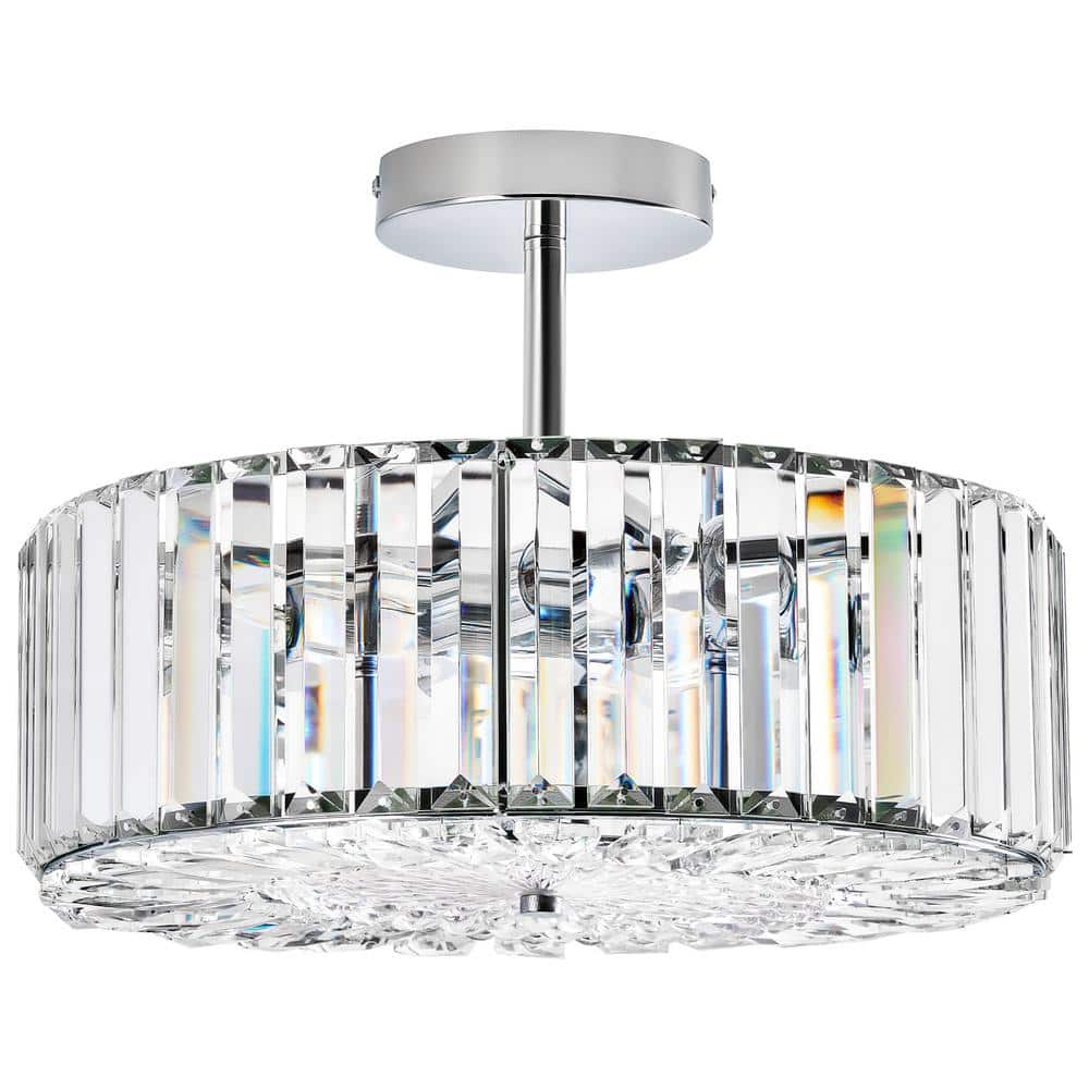 15 in. 4-Light Nickel Crystal Semi Flush Mount Ceiling Light With Clear Glass Shade price history on PriceWatchPro