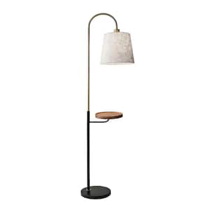 65 in. Brass 1-Light 1-Way (On/Off) Tree Floor Lamp for Living Room with Cotton Lantern Shade