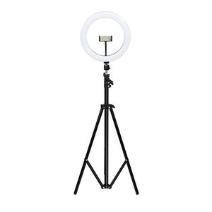 83 in. Indoor Black Selfie LED Ring Light Kit Lamp with Tripod Stand RGB Dimmable with Remote Bluetooth