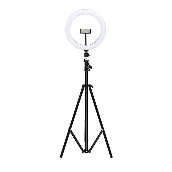 Elecwish Lg058 83 In Indoor Black Selfie Led Ring Light Kit Lamp With Tripod Stand Rgb Dimmable Remote Bluetooth, Ring Light Floor Lamp