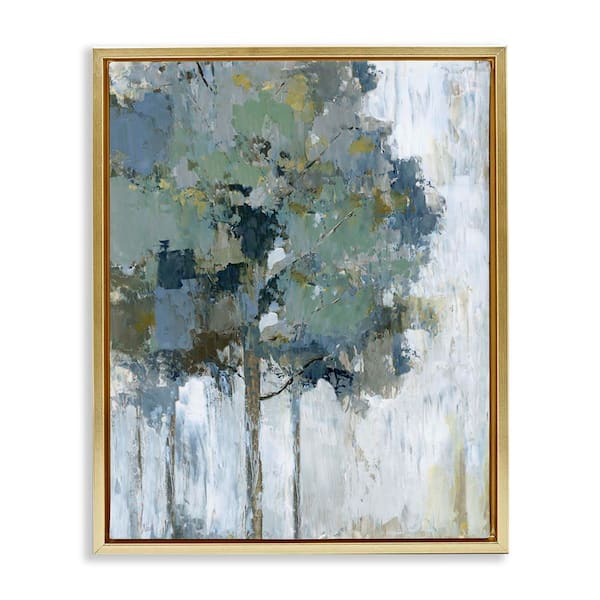 Stupell Industries Flecked Tree Abstraction by Nan Gold Floater Frame Nature Graphic Art Print 21 in. x 17 in.