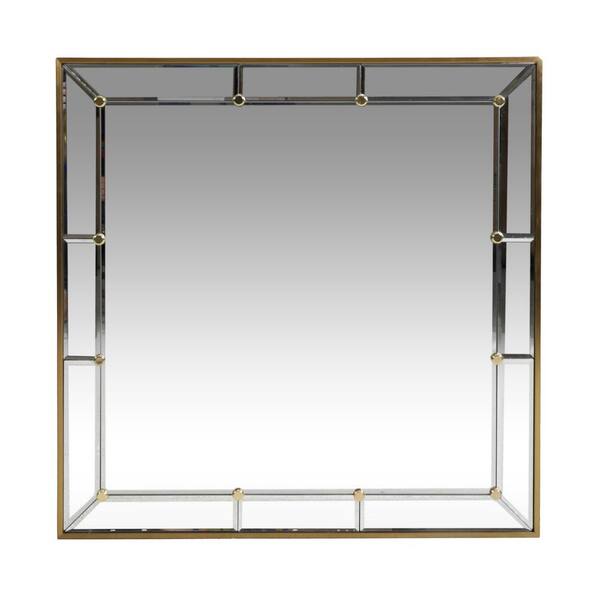 Noble House Natchez 31.50 in. x 31.50 in. Modern Square Framed Brushed Brass Accent Mirror