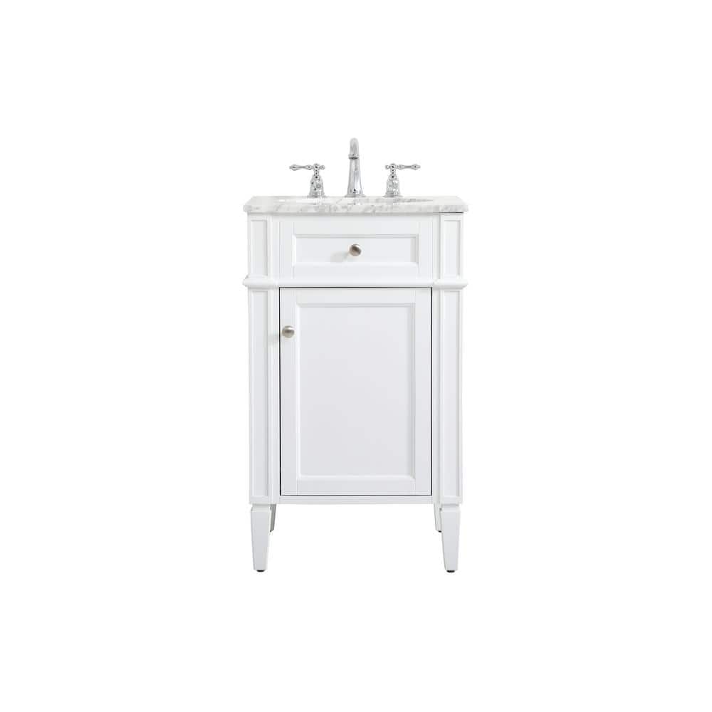 Timeless Home 21 in. W Single Bath Vanity in White with Marble Vanity Top i