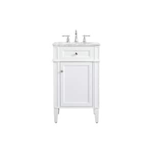 Timeless Home 21 in. W Single Bath Vanity in White with Marble Vanity Top in Carrara with White Basin