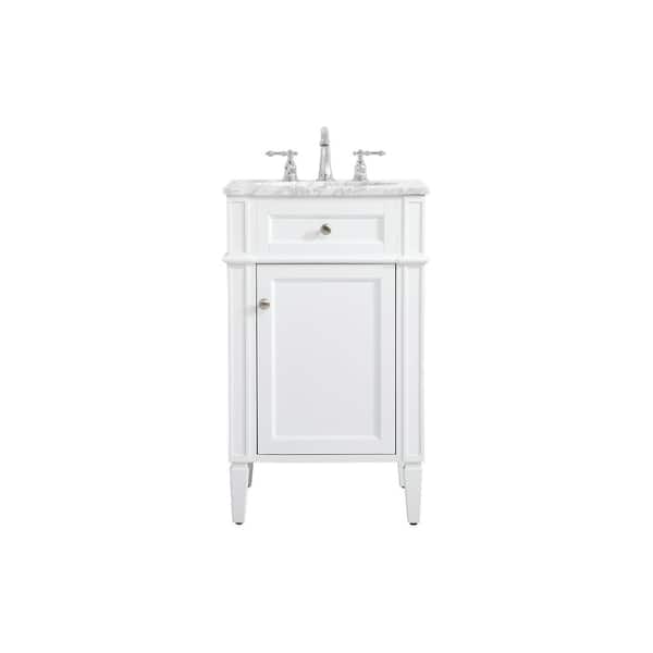 Unbranded Timeless Home 21 in. W Single Bath Vanity in White with Marble Vanity Top in Carrara with White Basin