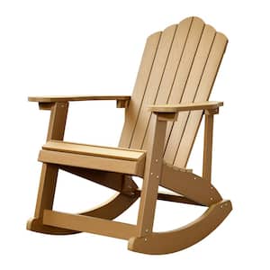 Acadia Teak Color Outdoor Durable Plastic Rocking Adirondack Chair