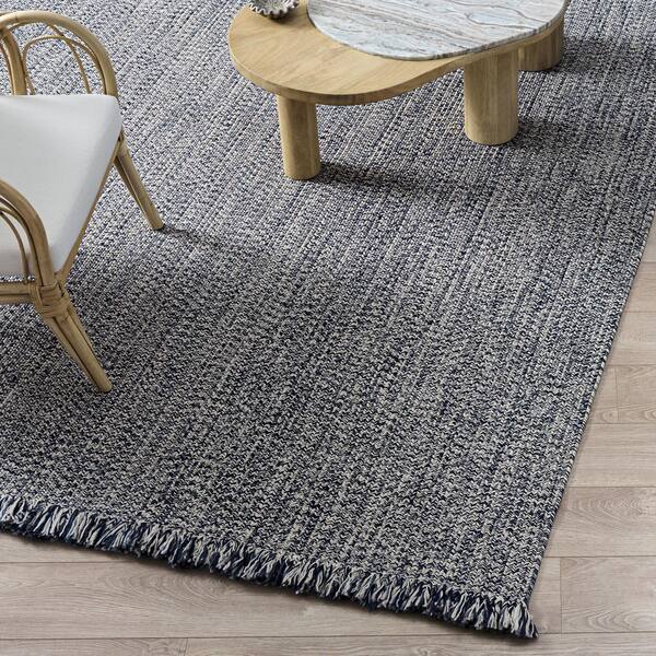 Braided 9 ft. x 12 ft. Navy Textured Washable Area Rug