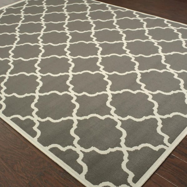 Charcoal 9 ft. x 13 ft. Loomed Geometric Polypropylene Rectangle Indoor/Outdoor Area Rug