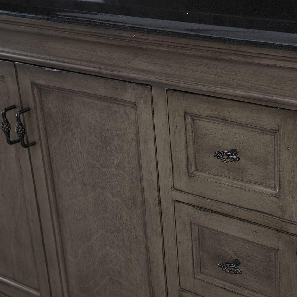 60" Distressed Grey MDF Freestanding Bathroom Vanity with Black Hardware