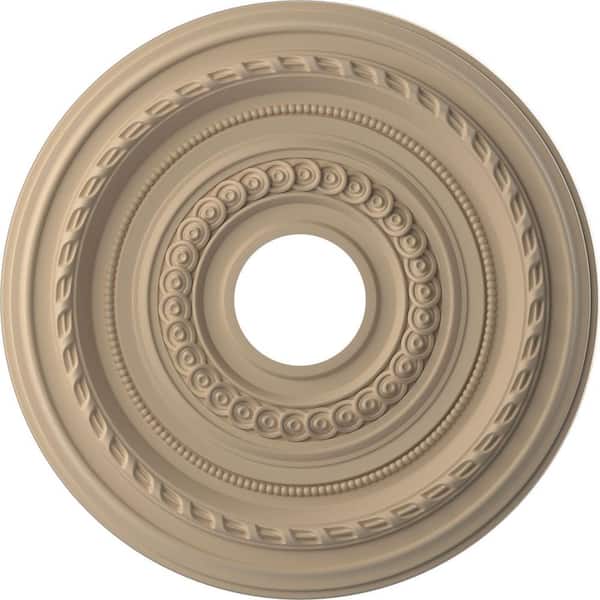 Ekena Millwork 16 in. O.D. x 3-1/2 in. I.D. x 1 in. P Cole Thermoformed PVC Ceiling Medallion in UltraCover Satin Smokey Beige