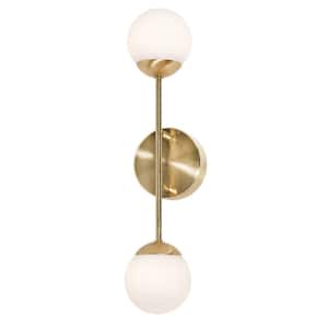 Pearl 2-Light Satin Brass LED Wall Sconce