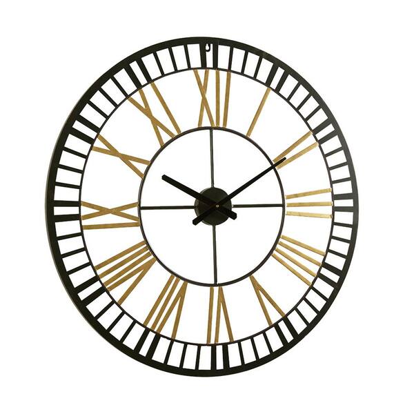Modern Metal Wall Clock 26 Diameter Black Contemporary